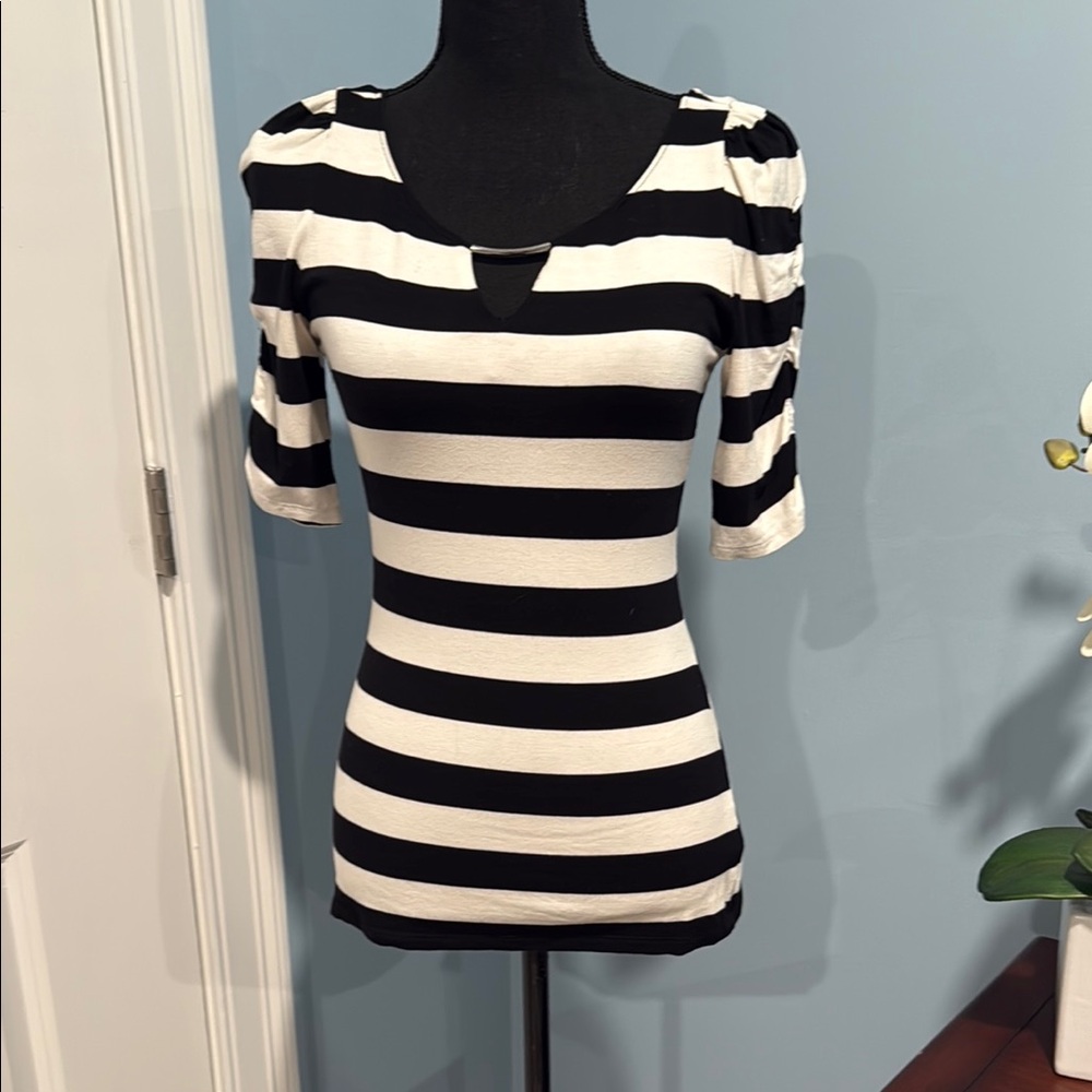 WHBM Black and White Striped Women's Top, Size XS